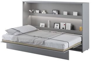 MEBLINI Schrankbett Bed Concept - BC-05 - 120x200cm Horizontal - Grau Matt mit Matratze - Wandbett mit Lattenrost - Klappbett mit Schrank - Wandklappbett - Murphy Bed - Bettschrank