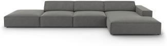 Micadoni 5-Sitzer Samtstoff Ecke rechts Sofa Jodie | Bezug Light Grey | Beinfarbe Black Plastic