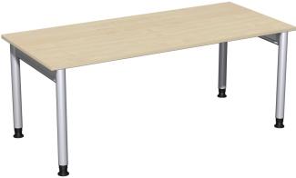 Schreibtisch '4 Fuß Pro' höhenverstellbar, 180x80cm, Ahorn / Silber