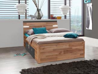 Bett MARS Montana Oak Akzente Graphit Schubkästen 140 cm