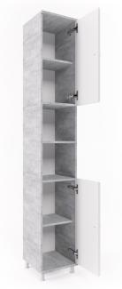 VICCO 'Fynn' Badezimmer Hochschrank, Weiß / Grau Beton, 190 x 30 cm