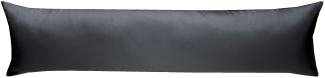 Mako-Satin Baumwollsatin Bettwäsche Uni einfarbig zum Kombinieren (Seitenschläferkissen Bezug 40 x 200 cm, anthrazit)