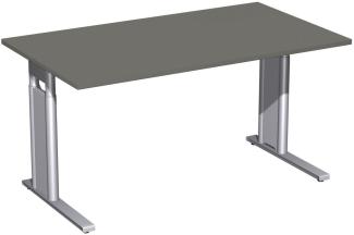 Schreibtisch 'C Fuß Pro' höhenverstellbar, 140x80cm, Graphit / Silber