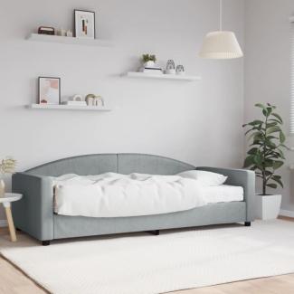 Tagesbett mit Matratze Hellgrau 90x200 cm Stoff (Farbe: Grau)