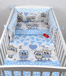 Babylux 'Eule Blau' Kinderbettwäsche 40 x 60 / 100 x 135 cm