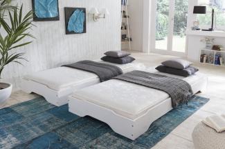 Stapelbetten-Set mit Matratzen 2x 90x200 cm Kiefer massiv weiß Sylt