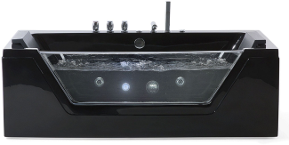 Whirlpool Badewanne schwarz LED Unterwasserbeleuchtung 153 x 70 cm SAMANA
