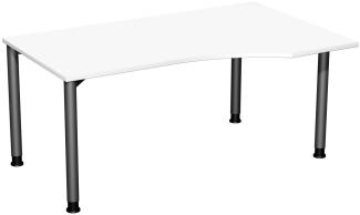 PC-Schreibtisch rechts, höhenverstellbar, 160x100cm, Weiß / Anthrazit