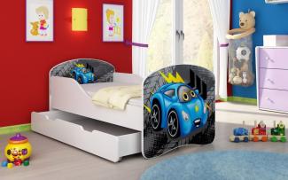 Kinderbett Luna mit Stauraum und verschiedenen Motiven 140x70 Flash