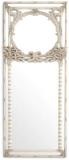 Casa Padrino Luxus Mahagoni Wandspiegel Antik Weiß 95 x 9,5 x H. 229,5 cm - Rechteckiger Garderoben Spiegel - Wohnzimmer Spiegel - Garderoben Möbel - Wohnzimmer Möbel - Luxus Möbel