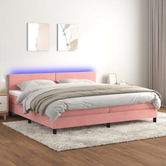 vidaXL Boxspringbett mit Matratze & LED Rosa 200x200 cm Samt, Härtegrad: H2 [3134308]