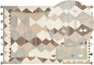 Kelim Teppich Wolle mehrfarbig 200 x 300 cm geometrisches Muster Kurzflor ARALEZ