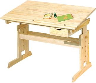 'Julva 1' Schreibtisch mit Schublade, Massivholz Natur, 63 x 109 x 55 cm