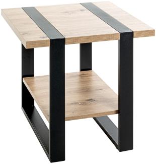 Beistelltisch >47477< in eiche, schwarz - 45x45x45cm (BxHxT)