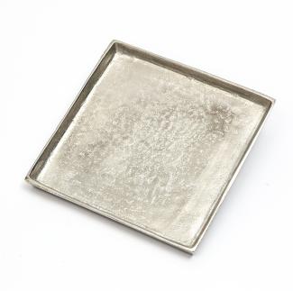 Tablett - Dekoteller - quadratisch - Aluminium - ohne Griffe - L: 22cm - silber