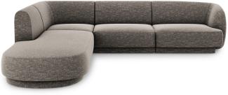 Micadoni 6-Sitzer Ecke links Sofa Miley | Bezug Grey | Beinfarbe Black Plastic