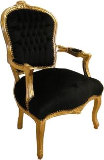 Casa Padrino Barock Salon Stuhl Schwarz / Gold - Antik Stil Möbel