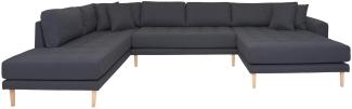 Lido U-Sofa rechtgewendet 4 Kissen grau Couch Wohnlandschaft Sofa Wohnzimmer