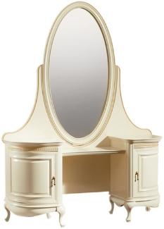 Casa Padrino Luxus Barock Schminktisch Creme / Gold 134 x 45 x H. 180 cm - Prunkvoller Friesiertisch mit ovalem Spiegel - Luxus Qualität