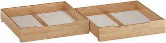 Erst-Holz Bettkasten zweiteilig aus Buche als Staukasten-Set, Buche farblos lackiert 90.10-BS2