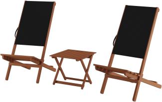 Wikingerstuhl-Set 2 Stühle mit Tisch Stofffarbe schwarz V-10-365