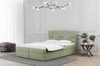 Boxspringbett Schlafzimmerbett JOLIE 120x220cm in Stoff Matt Velvet Pistazie