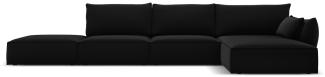 Micadoni 5-Sitzer Samtstoff Ecke rechts Sofa Kaelle | Bezug Black | Beinfarbe Black Plastic