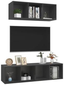 vidaXL 2-tlg. TV-Schrank-Set Grau Spanplatte [3079792]