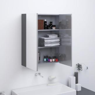 vidaXL Bad-Spiegelschrank 60x15x75 cm MDF Glänzendes Grau