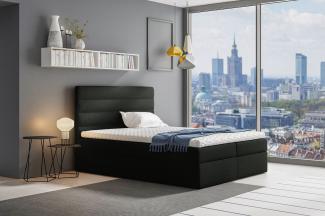 Stylefy 'Adelasia' Boxspringbett Strukturstoff Inari Schwarz 180 x 200 cm