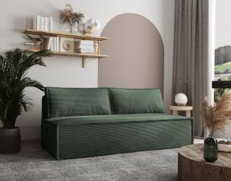 Sofa Designersofa EMMA 3-Sitzer mit Schlaffunktion in Stoff Zoom Flaschengrün