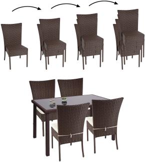 Poly-Rattan Garnitur HWC-G19, Sitzgruppe Balkon-/Lounge-Set, 4xStuhl+Tisch, 120x75cm ~ braun, Kissen creme