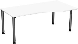 PC-Schreibtisch '4 Fuß Flex' rechts, höhenverstellbar, 180x100cm, Weiß / Anthrazit