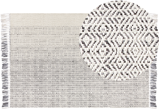Teppich Wolle weiß grau 160 x 230 cm Kurzflor OMERLI