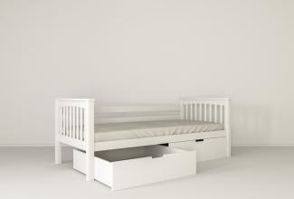 Sofabett Tagesbett Kinderbett LEA 200x90 cm mit 2 Bettkästen Buchenholz massiv weiß