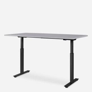 160 x 80 cm WRK21® SMART - Grau Uni / Schwarz elektrisch höhenverstellbarer Schreibtisch