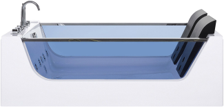 Whirlpool Badewanne weiß rechteckig mit LED 180 x 120 cm CURACAO
