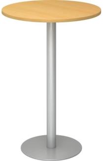 Stehtisch STH08 rund, 80cm, Buche / Silber
