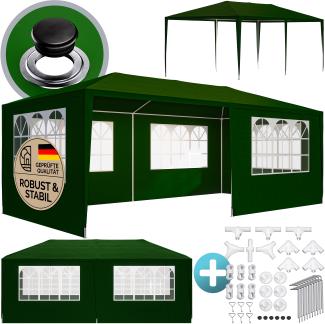 Deuba Festzelt Rimini 3x6m grün 18m² Pavillon mit aufrollbaren Seitenwänden 18 Rundbogenfenster wasserabweisend UV-Schutz 50 105738 Polyethylen Festzelt