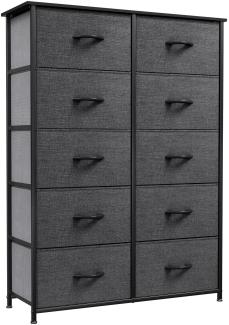 YITAHOME Kommode mit Schubladen, Schrank mit 10 Schubladen aus Stoff, Aufbewahrungskommode Industrial Stil für Schlafzimmer, Wohnzimmer, Kinderzimmer, Flur, Aufbewahrungsschrank (Dunkelgrau)