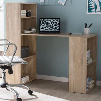 KADIMA DESIGN Schreibtisch mit Regal BRENTA - Großzügige Arbeitsfläche für optimale Organisation und Funktionalität im Büro. Farbe: Beige