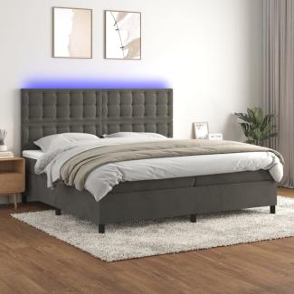 vidaXL Boxspringbett mit Matratze & LED Dunkelgrau 200x200 cm Samt, Härtegrad: H2 [3136384]