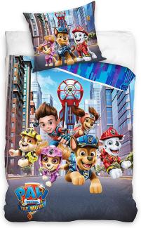 Kinderbettwäsche Paw Patrol 135x200 + 80x80 cm, 100% Baumwolle, Paw Patrol Mighty Pups, Träumschön, Renforcé, 2 teilig, mit Reißverschluss, 100% Baumwolle, Bettwäsche-Set für Kinder