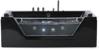 Whirlpool Badewanne schwarz LED Unterwasserbeleuchtung 162 x 76 cm SAMANA
