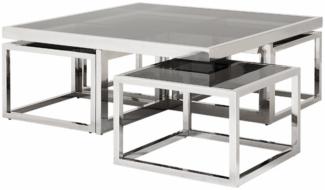Casa Padrino Luxus Art Deco Designer Couchtisch 5er Set mit Rauchglas - Wohnzimmer Salon Tisch - Luxus Qualität