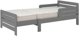Kinderbett Jumper zum ausziehen von 140-200 cm inkl. Matratze 140+60 cm, Kiefer massiv grau lackiert