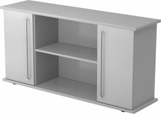 bümö® Sideboard mit Türen und Chromgriffen in grau