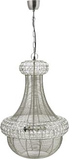 Art Deco Hängeleuchte silber aus Metall und Glas PR Home Saba E27 Dm. 51cm