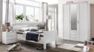 Schlafzimmer Set 'NADJA' Kleiderschrank Bett und Nachtkommode in weiß