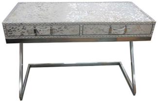 Casa Padrino Designer Schreibtisch mit 2 Schubladen Silber / Weiß 110 x 50 x H. 75 cm - Designermöbel